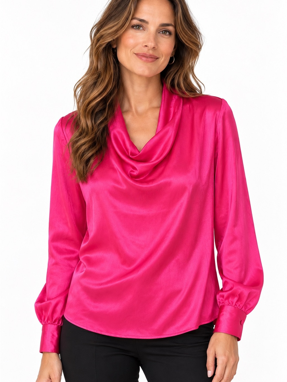 Vintage Christian Dior Chemises Cowl Neck Satin Blouse Pink 80s Glam  Med Large
